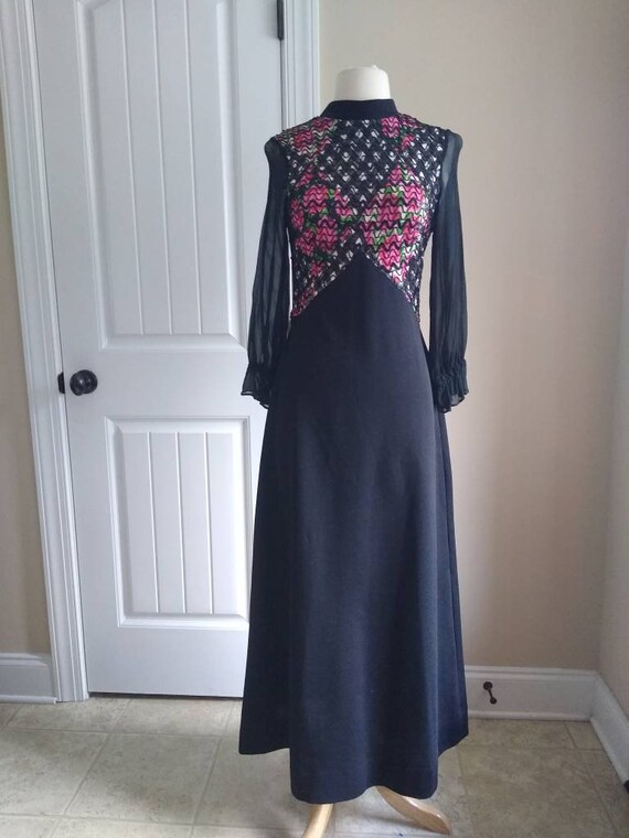 Vintage 1960s Beaded Black Hostess Dress // Sequi… - image 8