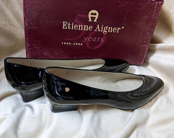 Vintage 00s Patent Leather Black Etienne Aigner Pumps IOB  / 9.5 N