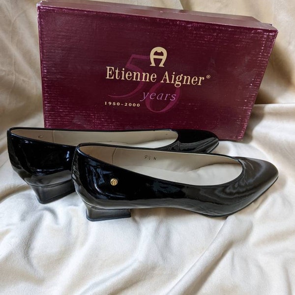 Vintage 00s Patent Leather Black Etienne Aigner Pumps IOB  / 9.5 N