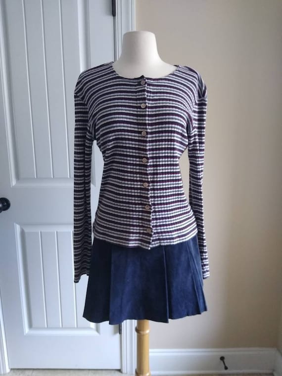 90s GAP Striped Cotton Cardigan in Brown and Blue