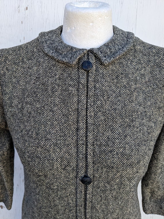 Vintage 1960s Mod Gray Wool Blend Winter Dress  /… - image 3