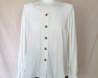 Vintage 90s Poet Blouse with Ruffled Sleeves, tagged Large