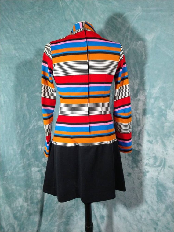 Vintage 60s 70s Mod Striped Dress with Matching V… - image 5