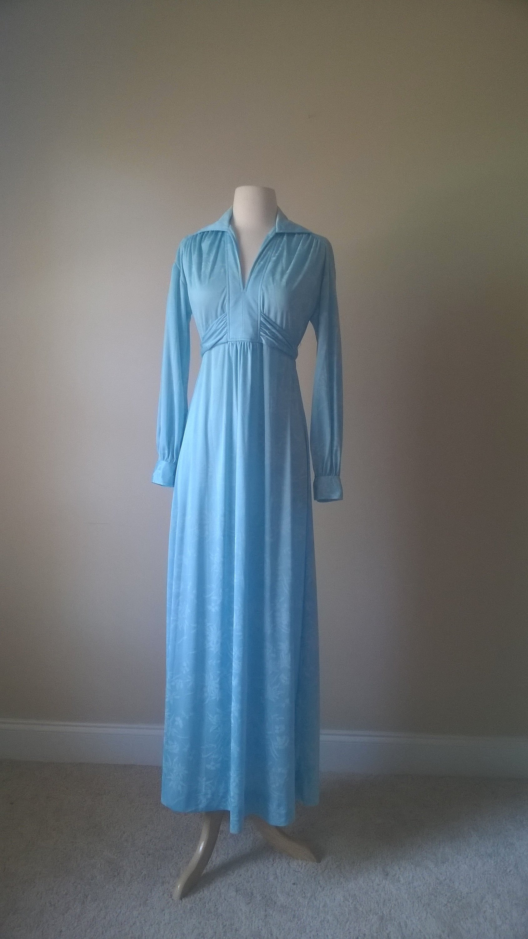 Baby Blue 70's Maxi Gown // Glam Formal Hostess Wedding | Etsy
