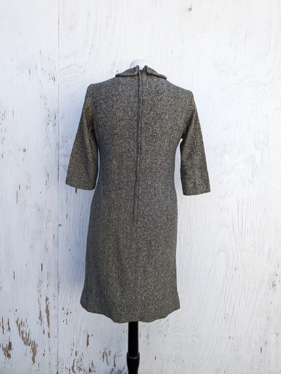 Vintage 1960s Mod Gray Wool Blend Winter Dress  /… - image 4