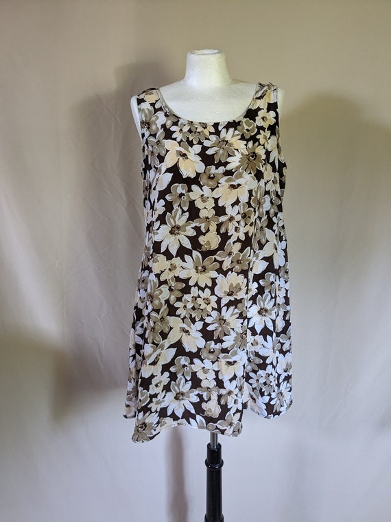 Vintage 90s Earth Tone Floral Mini Dress by LA BEL