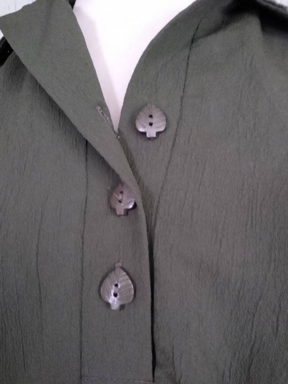 Vintage 80s 90s Olive Green Casual Suit // Top an… - image 2