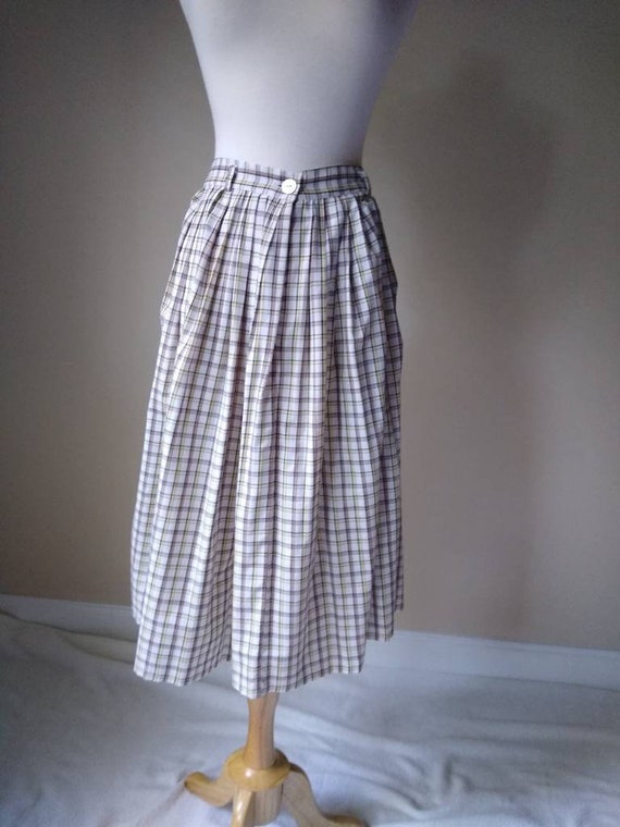 Vintage 1960s Shirt and Skirt Set in Yellow Plaid… - image 3