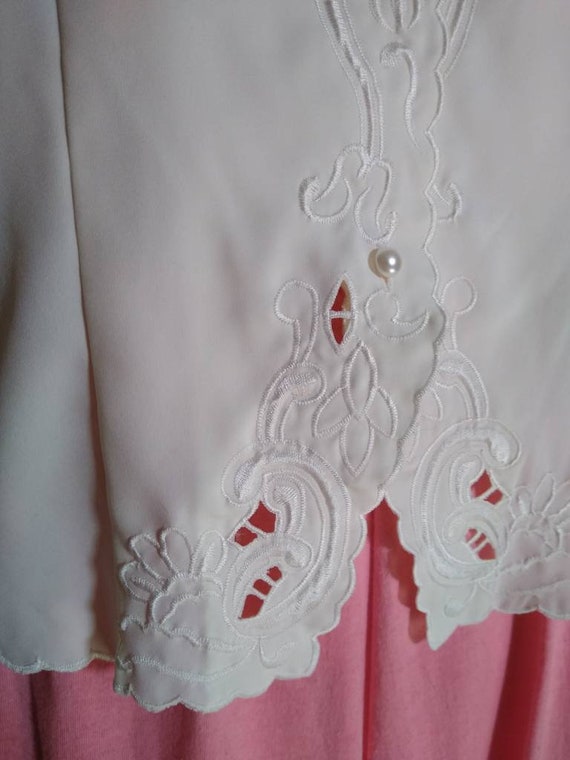 Vintage Ivory Embroidered Cutout Blouse // 80s Do… - image 4