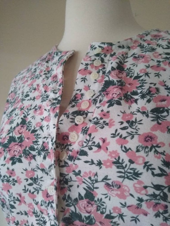 Vintage 90s Pink Rose Floral Long Sleeved Top by … - image 2