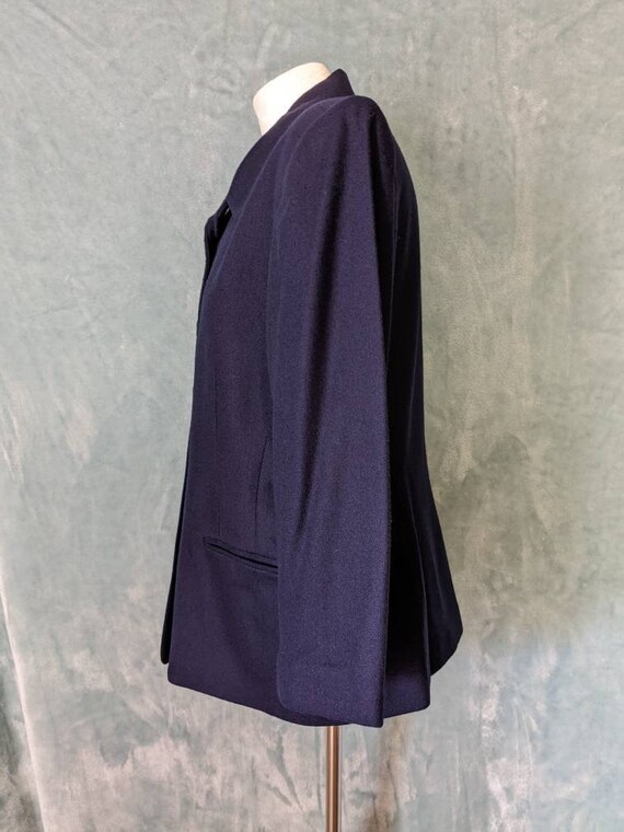 Vintage 80s 90s Navy Blue Wool Blend Classic Blaz… - image 3