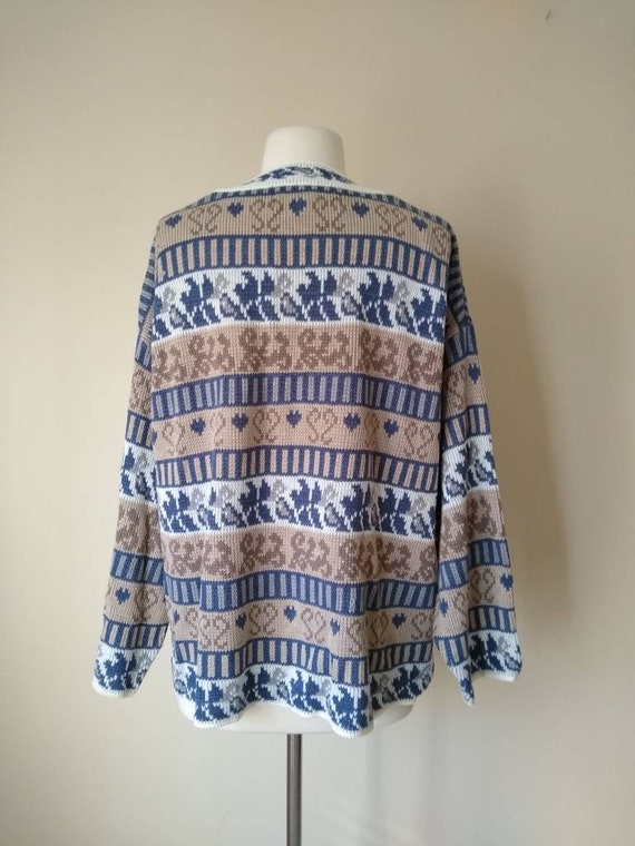 Vintage 90s Cozy Cottage Dusty Blue Pullover // K… - image 3