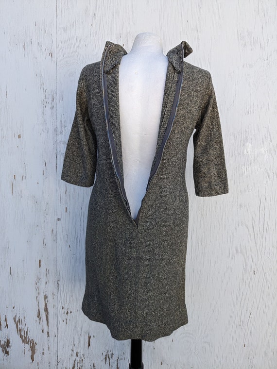 Vintage 1960s Mod Gray Wool Blend Winter Dress  /… - image 8