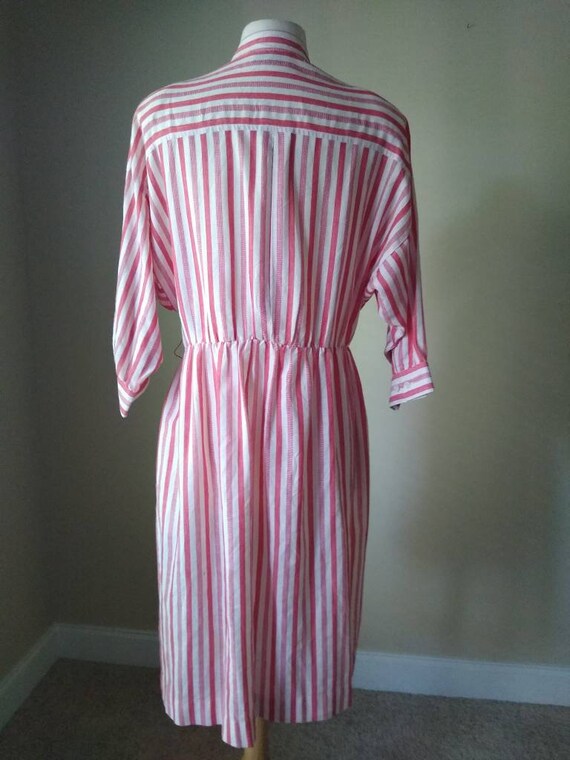 Vintage Red and White Striped Button Dress // 80s… - image 6