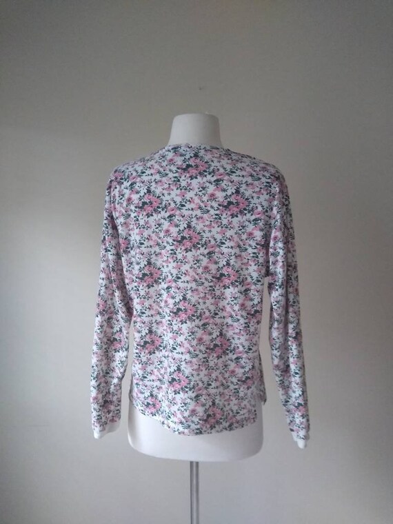 Vintage 90s Pink Rose Floral Long Sleeved Top by … - image 5