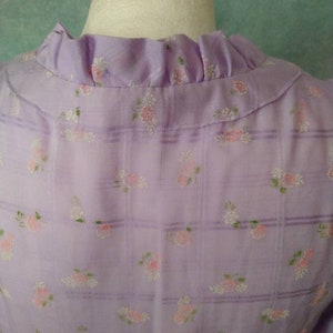 Vintage Lilac 70s Pink Rose Print Sweet Handmade Dress // Medium Large image 6