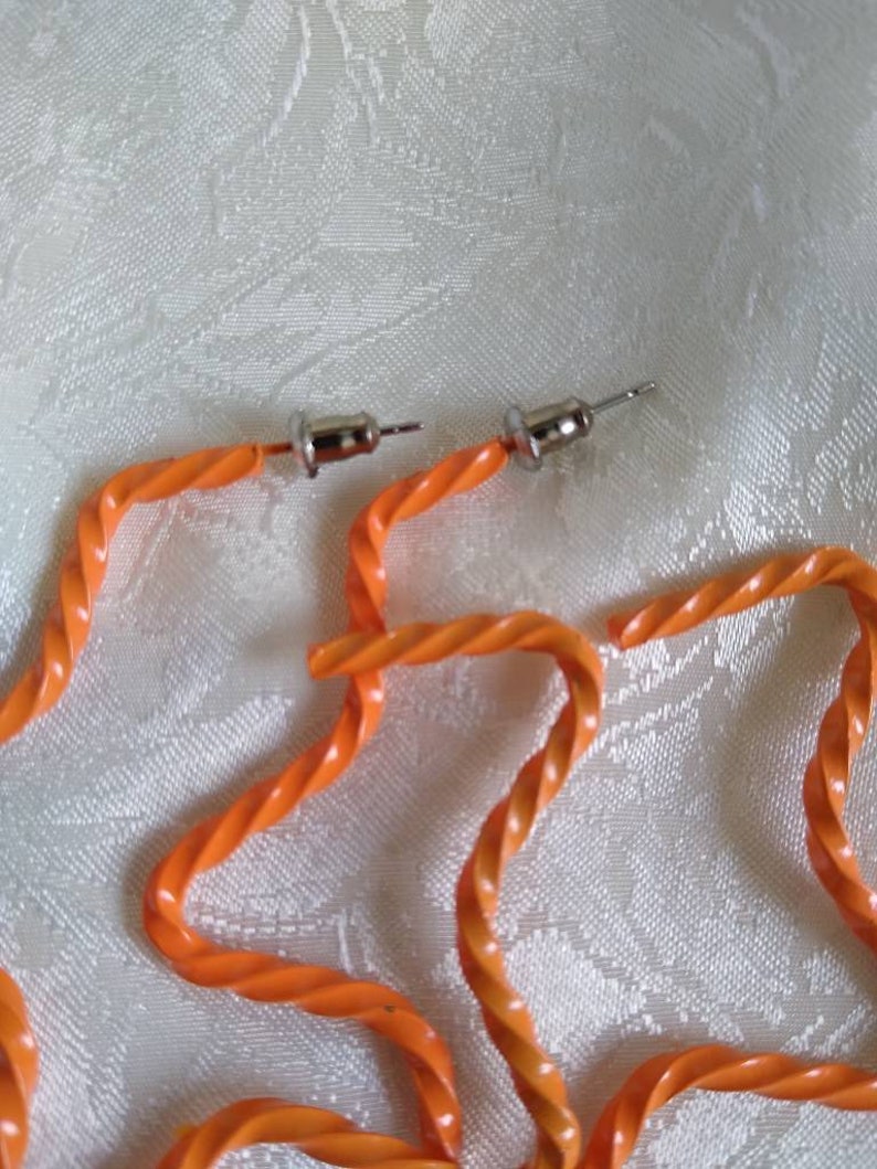 Vintage 90s Orange Star Metal Pierced Hoop Earrings