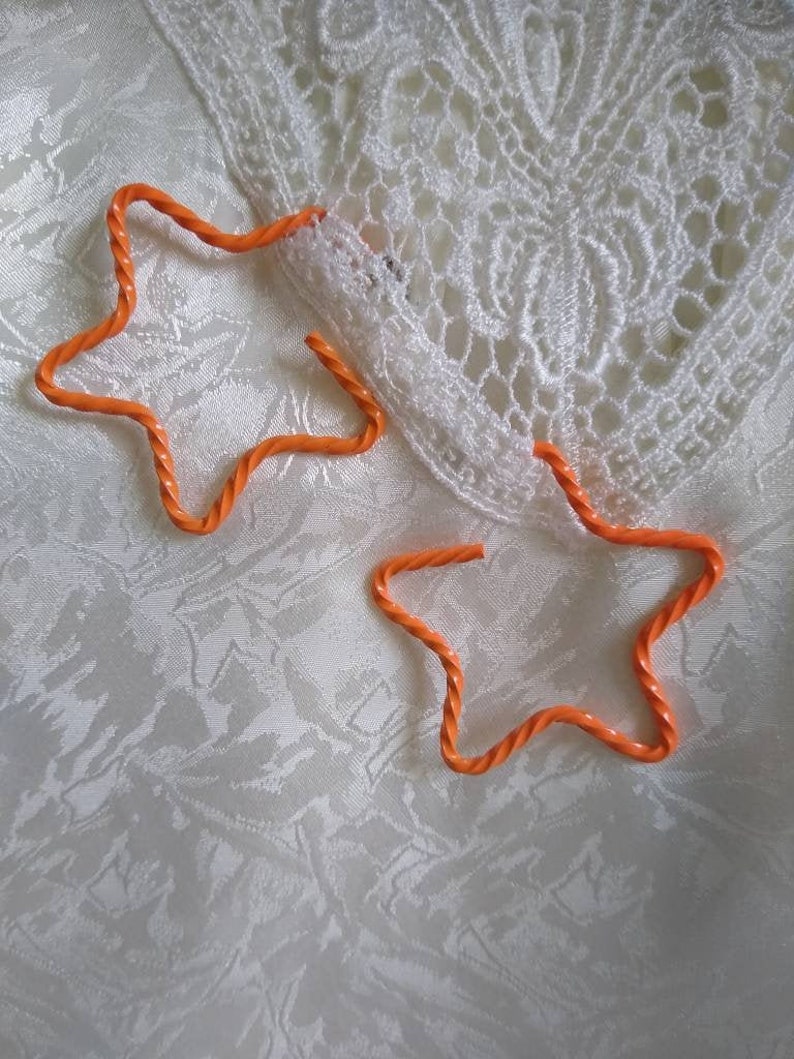 Vintage 90s Orange Star Metal Pierced Hoop Earrings