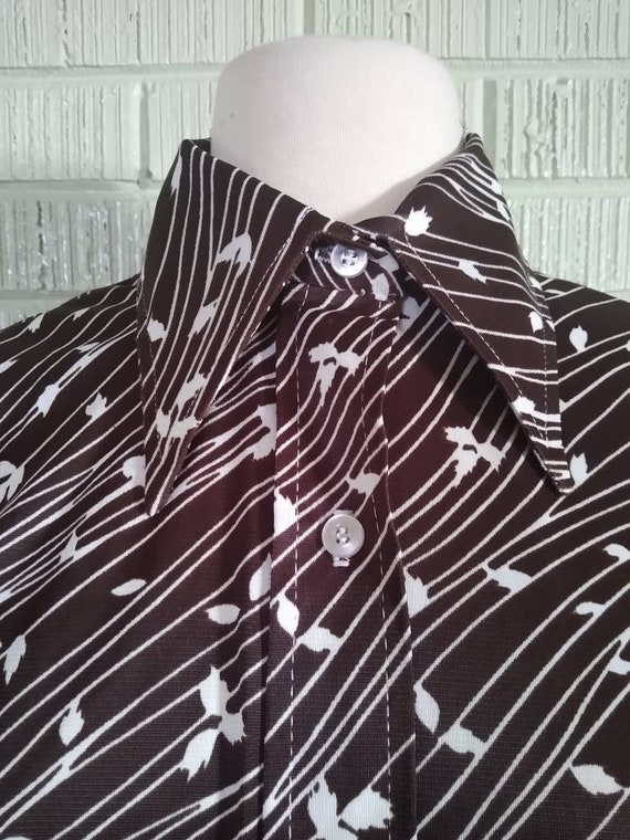 Vintage 1970s Wood Grain Button Blouse by Alfred … - image 3