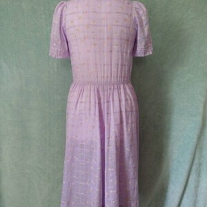 Vintage Lilac 70s Pink Rose Print Sweet Handmade Dress // Medium Large image 3
