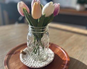 Large cream  crochet decor coaster