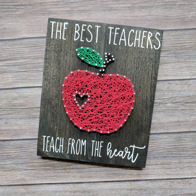 Teacher Gift apple string art | Etsy