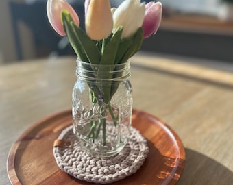 Large sandstone crochet decor coaster