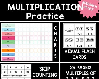Summer Multiplication Challenge Chart and Flashcards