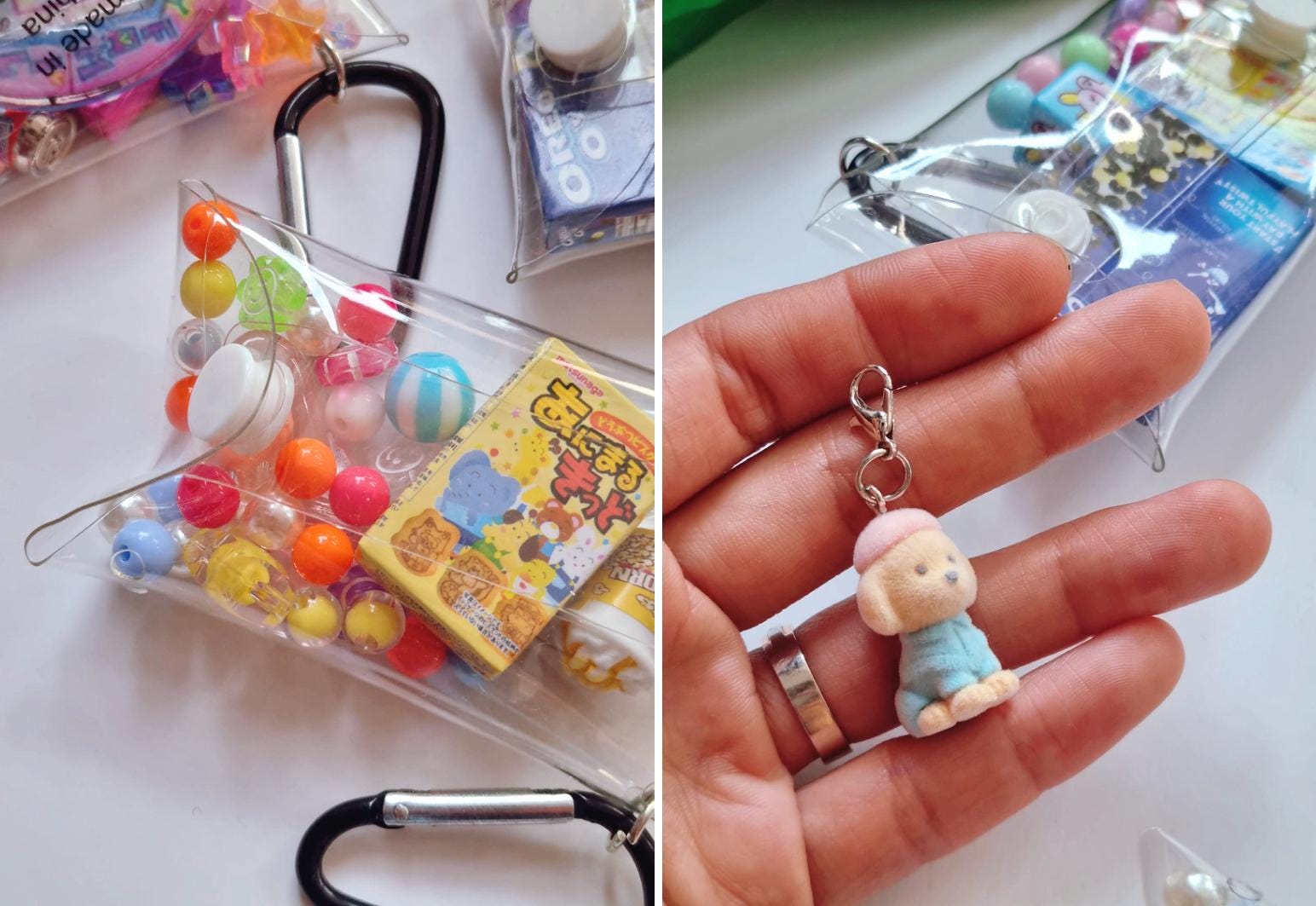 Transparent Gacha Pouch Keyring – With or Without Kawaii Beads