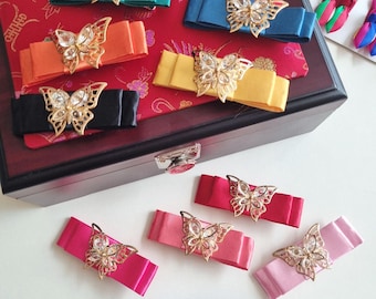 Presilha de cabelo elegante inspirada no Hanbok em borboleta, 10 cores, acessório tradicional coreano, sessão de fotos Seollal Chuseok Doljanchi