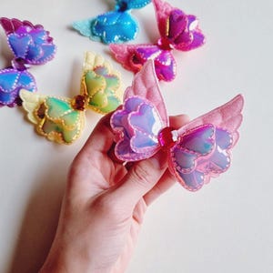 Bling Enamel Girl Angel Wings Ribbon Clip Girl Butterfly Kindergarten Gift Hair Pin Set