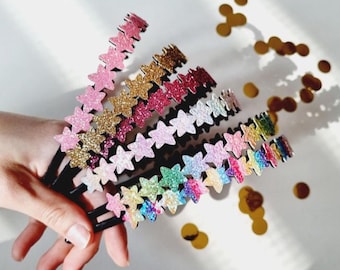 Thin Glitter Star Headband – Lightweight, comfy, sparkle-all-day - free random bow hair pin