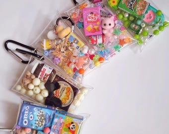 Transparent Gacha Pouch Keyring – With or Without Kawaii Beads & Mini Charms