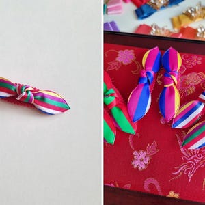 Korean Saekdong Hair Clip Set 2 pcs Lightweight Hanbok Ribbon Pin limited supplies cannot restock 3 types Kpop pigtail [with Pinkluvme]