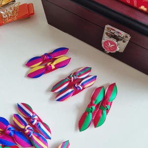 Korean Saekdong Hair Clip Set 2 pcs Lightweight Hanbok Ribbon Pin limited supplies cannot restock 3 types Kpop pigtail [with Pinkluvme]