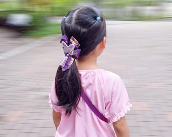 Laço de cabelo tradicional coreano Hanbok com fita de borboleta - Feito à mão, hipoalergênico, sem níquel