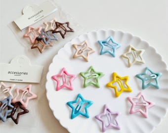 Juego de pinzas para el cabello Starburst • Arcoíris pastel brillante, hecho en Corea