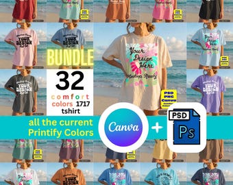 32 Comfort Colors 1717 Women Model T-shirt Mockup Bundle, PNG PSD Canva (Digital Download) Template Summer Beach Ocean Aesthetic MR29