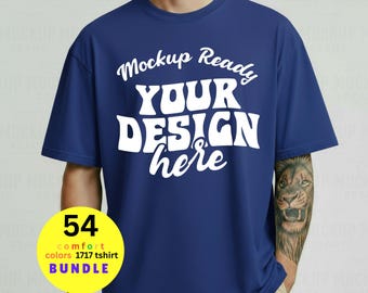 Navy Mens Comfort Colors 1717 Mockup Bundle C1717 Tshirt (Canva T-shirt Mock up)