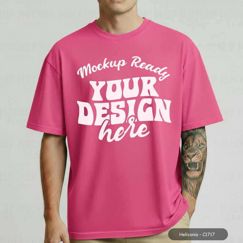 Heliconia Mens Comfort Colors 1717 Mockup Bundle C1717 Tshirt (Canva T-shirt Mock up) Neutral Simple Studio White Plain Background C1717 Tshirt Canva Template Digital Instant Download 54 PNG JPEG JPG for Print on Demand or POD. A collection of 54 Comfort Colors 1717 shirts in various colors, including Berry, Melon, Citrus, Navy, Black, Lagoon Blue, Red, White, Heliconia, Flo Blue, Sea Foam, Pepper, Ivory, Espresso, Blossom, Black, Moss, Graphite, Light Green, Red, Grey, Mustard, Bay, Khaki
