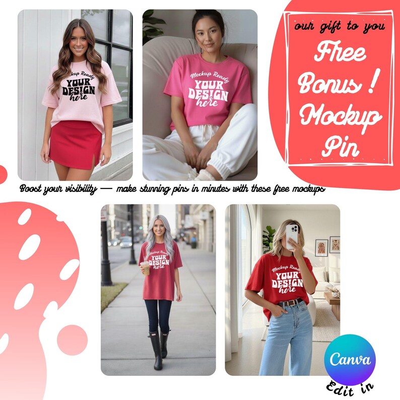 Pin mockups bonus as part of the listing image, can be edited in Canva