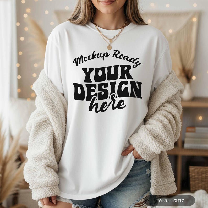 Comfort Colors 1717 tshirt mockup brand lifestyle neutral background
