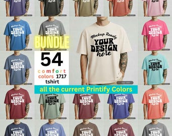 Comfort Colors 1717 Mockup Bundle for Men, T-Shirt PNGs + Canva Templates