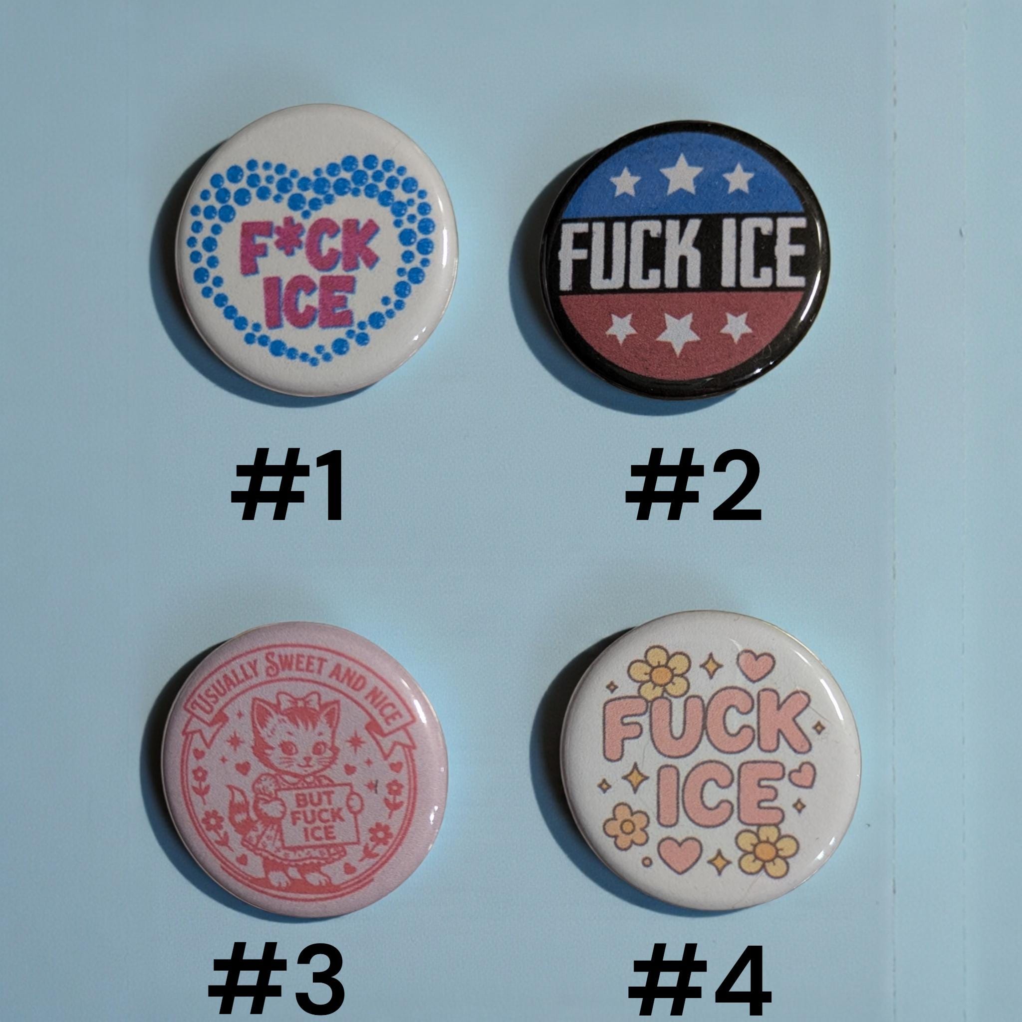 Anti ICE Pinback Buttons, Protest Pins, Human Rights (1.25