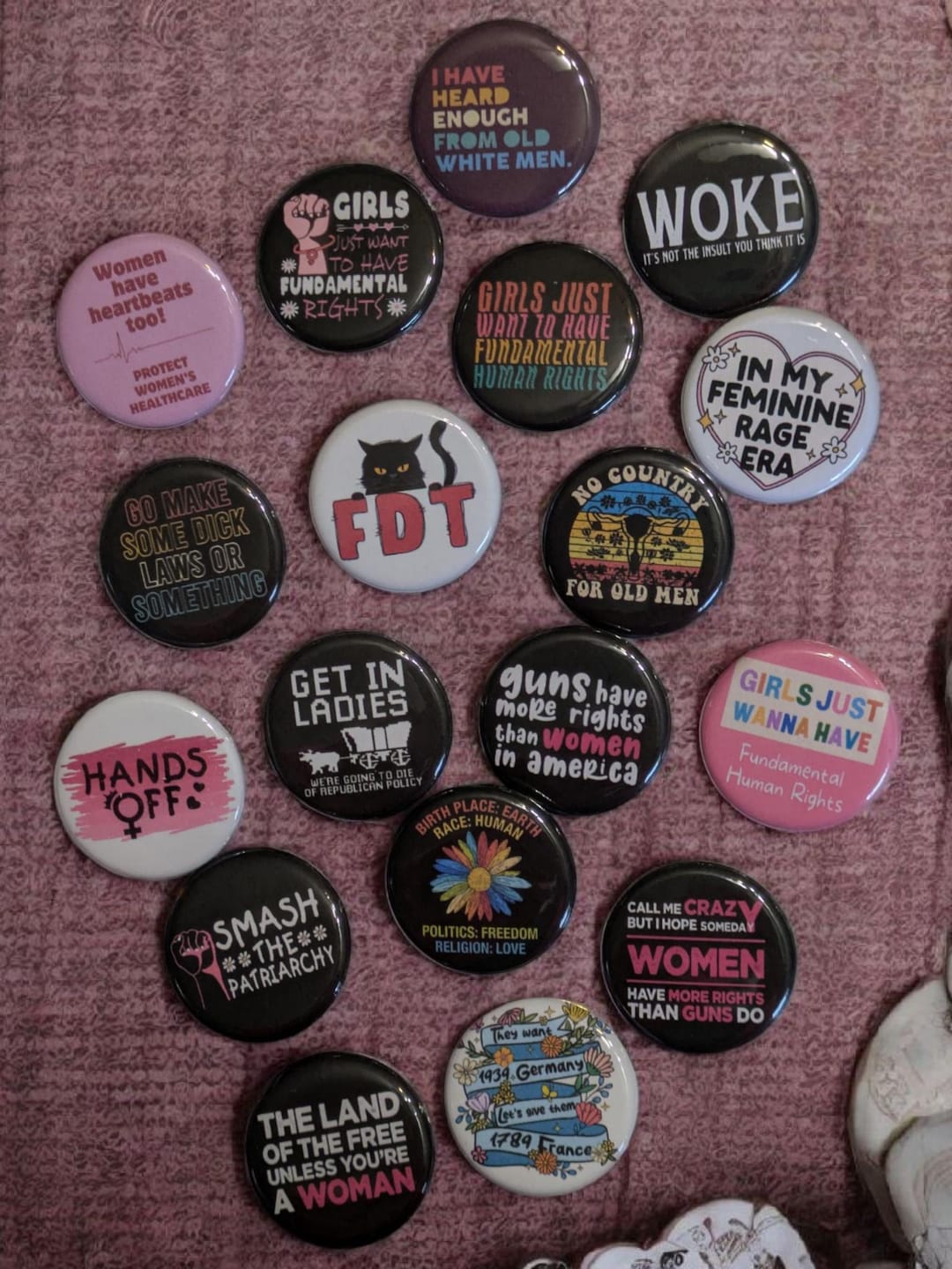 Women Rights Rally Button Female Rights Buttons, Equal Rights, Anti Trump Pins, 1.25