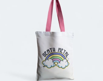 Tote Bag, Death Metal with Clouds & Rainbows, Canvas