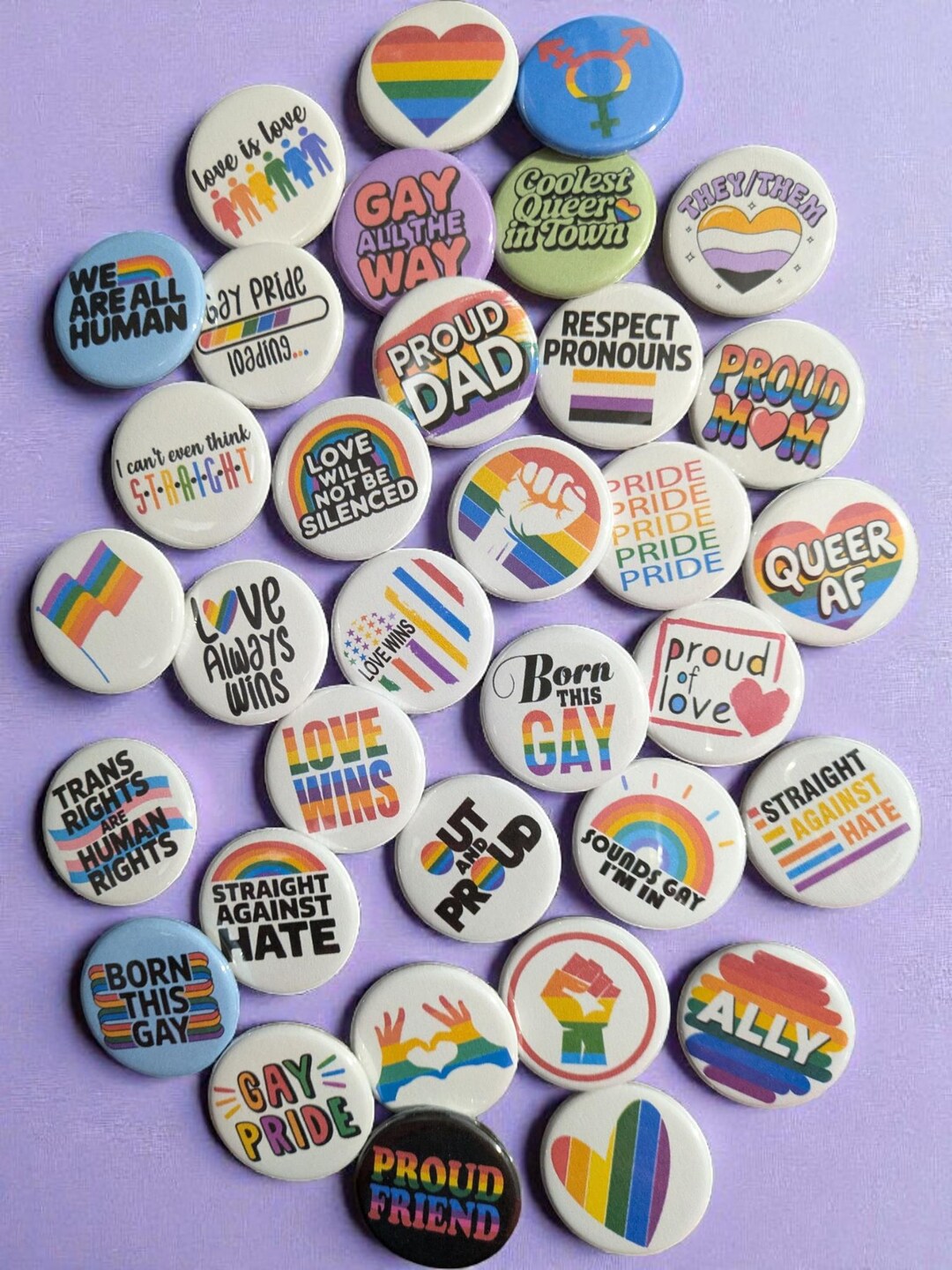 Pride Buttons LGBTQ+, Gay Pride Buttons, 1.25