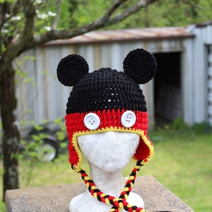 Mickey Mouse crochet earflap hat