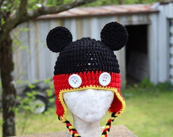Mickey Mouse crochet earflap hat