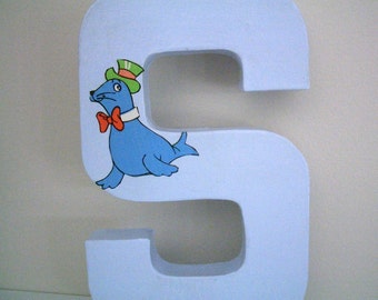 Light Blue Letter S with Vintage Seal